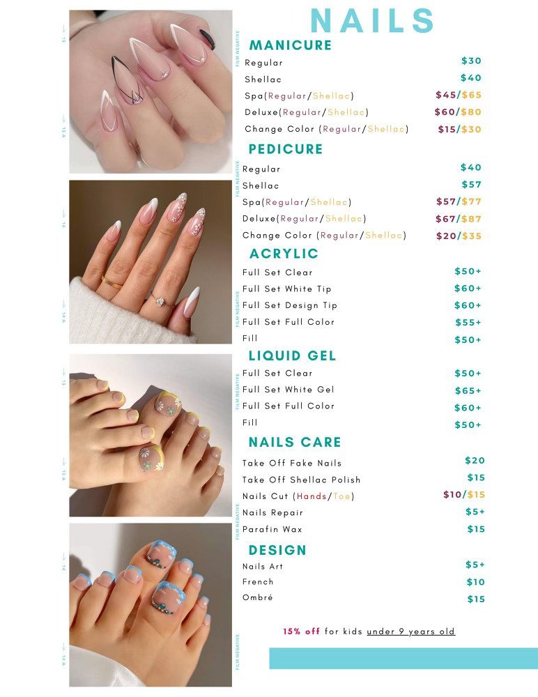 Massage and head spa menu